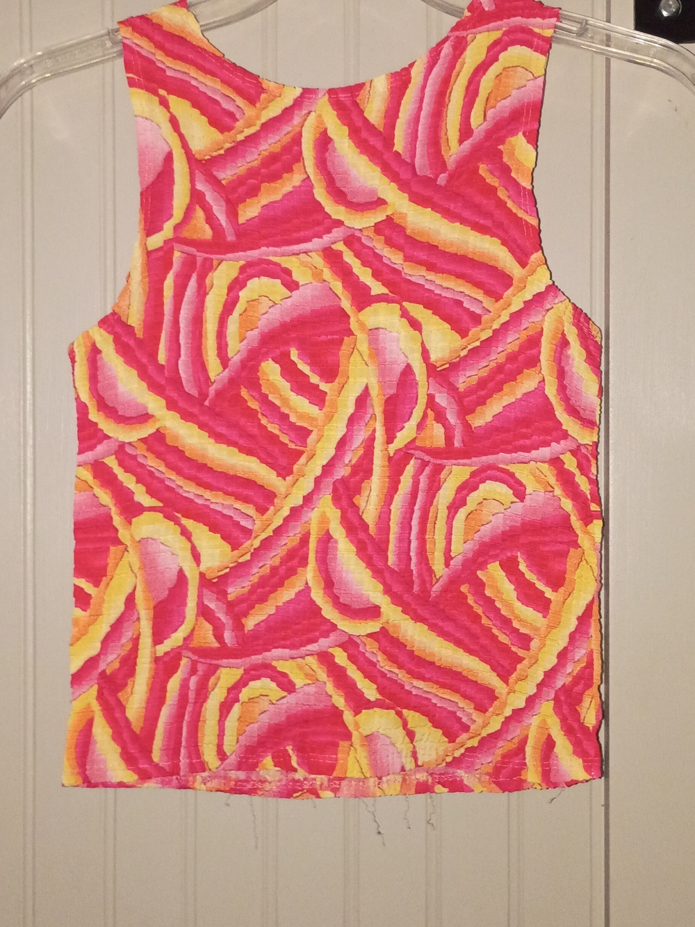 4/$20 Vintage Vibrant Pink & Yellow Abstract Tank Top
